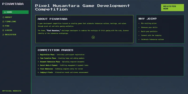 Pixantara Competition Website thumbnail